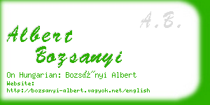 albert bozsanyi business card